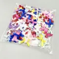 Colorful satin ribbon bows for DIY crafts, sewing, and apparel decoration, multi-pack. - 200 Pieces/Pack / Multicolor
