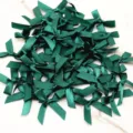 Green satin ribbon bows bulk pack for DIY crafts sewing apparel garment decoration supplies - 50 Sheets per Pack / Dark Green
