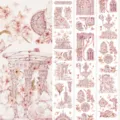 PET decorative washi tape roll with antique architectural and floral design for journaling - Siwupiaoying