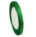 Green silver edge satin ribbon roll 6mm wide gift wrapping craft ribbon for DIY decoration - Green With Silver Rim