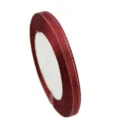 6mm Silver Edge Satin Ribbon Red Gift Box Ribbon Wedding Party Decoration Spool 1Roll - Wine Red (Silver Rim)