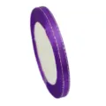 Purple silver edge satin ribbon 6mm width gift wrapping ribbon spool for crafts and parties. - Purple Silver Border