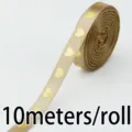 Nastro stampato a cuore dorato 1cm di largo 10 metri per rotolo per confezioni regalo. - 1cm 10m/rotolo / Champagne
