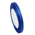 Blue 6mm silver edge satin ribbon roll for gift wrapping, cake packaging, and craft decoration. - Blue with Silver Edge