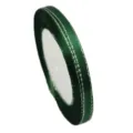 Green satin ribbon with silver edge, 6mm width, ideal for gift wrapping, crafts and decor. - Dark Green with Silver Edge