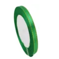 Green satin ribbon with gold edge 6mm wide, perfect for gift box packaging and craft decoration. - Green & Gold