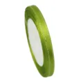 6mm green silver edge satin ribbon roll for gift wrapping, cake box decoration and crafts. - Fruit Green with Silver Edge