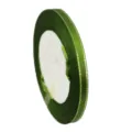Premium 6mm green satin ribbon with silver edge for gift wrapping and party decorations. - Olive Green with Silver Edge