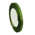 Dark green metallic edge ribbon 6mm width spool for gift wrapping and beautiful DIY bows. - Olive Green with Silver Border