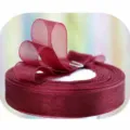 Wine red sheer organza ribbon roll for gift wrapping, floral bouquets and baking box packaging. - Burgundy