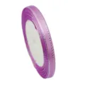 Purple satin ribbon with silver edge 6mm wide, perfect for gift box packaging and bows. - Pinkish Purple with Silver Border