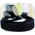 Black sheer organza ribbon roll for gift wrapping, floral bouquet packaging and cake box ties. - Black