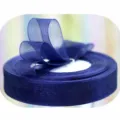 Navy Blue Sheer Organza Ribbon Roll for Gift Wrapping and Flower Bow Decoration - Navy Blue