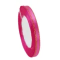 Hot pink satin ribbon with metallic gold edge, 6mm wide, ideal for gift box wrapping and crafts. - Rose Red With Gold Edge