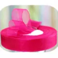 Rose red organza ribbon for gift wrapping, flower bouquet and wedding party decor. - Rose Red