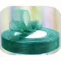 Dark green organza ribbon for gift wrapping, flower bouquet and wedding decoration. - Dark Green