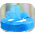 Lake blue organza ribbon roll for gift wrapping, flower bouquet packaging, and baking decoration. - Lake Blue
