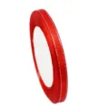 Red 6mm ribbon for gift box packaging, bow decoration and craft DIY project use. - Silver Edge Red