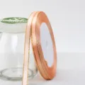 6mm Flesh Pink Gold Edge Satin Ribbon for Gift Packaging, Bows, and Cake Binding, 22M - Light Orange with Gold Border