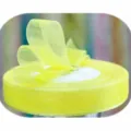 Yellow organza ribbon roll with bow for gift wrapping, flower bouquet and cake decoration. - Yellow