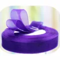 Dark purple organza ribbon roll with bow for gift wrapping and party craft decoration new - Purple