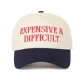 Casquette de baseball bicolore avec broderie rouge Expensive & Difficult, crème et bleu - Casquette de baseball color-block / Bleu Marine