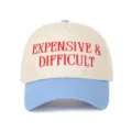 Casquette trucker bicolore avec broderie rouge Expensive & Difficult de haute qualité - Casquette de baseball color-block / Bleu clair