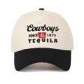 Casquette trucker bicolore crème et noir avec broderie détaillée Cowboys and Tequila - Réglable / Beige/Noir