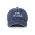 Cappello da baseball in denim lavato blu navy con ricamo "BIG BROTHER", casual - Taglia unica / Stile Brother (5-12 Anni) / Blu navy