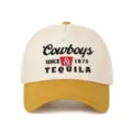 Two-tone Cowboys and Tequila embroidered 5-panel baseball cap in beige and yellow - Adjustable / Beige Patchwork Ginger