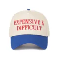 Casquette de camionneur rétro crème et bleue avec broderie Expensive & Difficult - Casquette de baseball color-block / Bleu Saphir