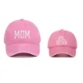 Berretti da baseball in cotone lavato rosa coordinati per mamma e sorella maggiore - Taglia unica / Confezione da 2 (Stili Mom & Sister) / Kaki