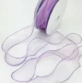 Light purple organza ribbon wire edge sheer ribbon for gift wrapping floral packaging crafts - Light Purple