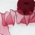 Burgundy Organza Ribbon 6cm Sheer Chiffon Ribbon for Gift Wrapping Flower Bouquet Craft - Burgundy