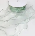 6cm Light Green Organza Ribbon Wired Edge Chiffon Ribbon for Flower Wrapping and Craft - Light Green
