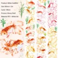 Decorative PET washi tape featuring delicate goldfish and aquatic plant patterns for journal - Golden Scale Colorful