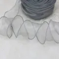 Gray 6cm organza wired ribbon, fishtail edge snow yarn for gift wrapping and flower crafts. - Gray