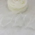 White organza ribbon, ruffled edge fish tail yarn for gift wrapping, crafts and bouquet decor. - Light Yellow
