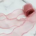 Pink organza ribbon 6cm wired sheer chiffon ribbon for gift wrapping floral packaging craft - Watermelon red