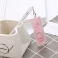 Stylo gel mignon avec pendentif règle pêche rose pour fournitures scolaires et bureau - Bébé Pêche / 0.5mm