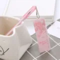 Stylo gel rose créatif avec pendentif règle pêche mignon et encre noire de qualité - Motif Plusieurs Pêches / 0.5mm