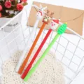 Set of 4 cartoon Christmas gel pens with snowman and Santa toppers in a white basket - New Christmas Gel Pen / 0.7mm