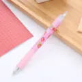Simpatica penna gel rosa a scatto con motivi a fragola su legno - Stile Fragola (Rosa) / 0.5mm
