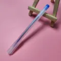 Minimalist frosted translucent gel pen with blue ink and cap displayed on pink surface - 0.5mm / 50 Pieces/Pack / Blue