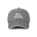 Berretto da baseball in denim grigio lavato con ricamo bianco Big Sister e cuoricini - Taglia unica / Stile Sister (5-12 Anni) / Grigio