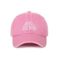 Cappellino da baseball in cotone lavato rosa con ricamo bianco Big Sister di qualità - Taglia unica / Stile Sister (5-12 Anni) / Rosa