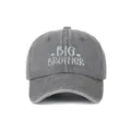 Berretto da baseball in denim grigio lavato con ricamo bianco 'BIG BROTHER' in stile vintage - Taglia unica / Stile Brother (5-12 Anni) / Grigio