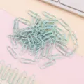 Green plastic coated paper clips detail view office stationery metal bookmarks supply - 50mm Macaron Green Bulk