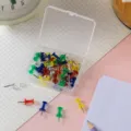 Translucent color push pins set with clear plastic storage box, 35 pieces for office and home. - Transparent Colors