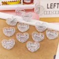 Transparent heart plastic mini clips cute photo paper memo clamp desk organizer decor - Clear